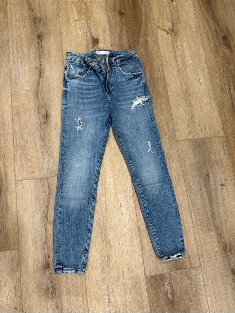 ZARA Distressed Men's Blue Skinny Jeans